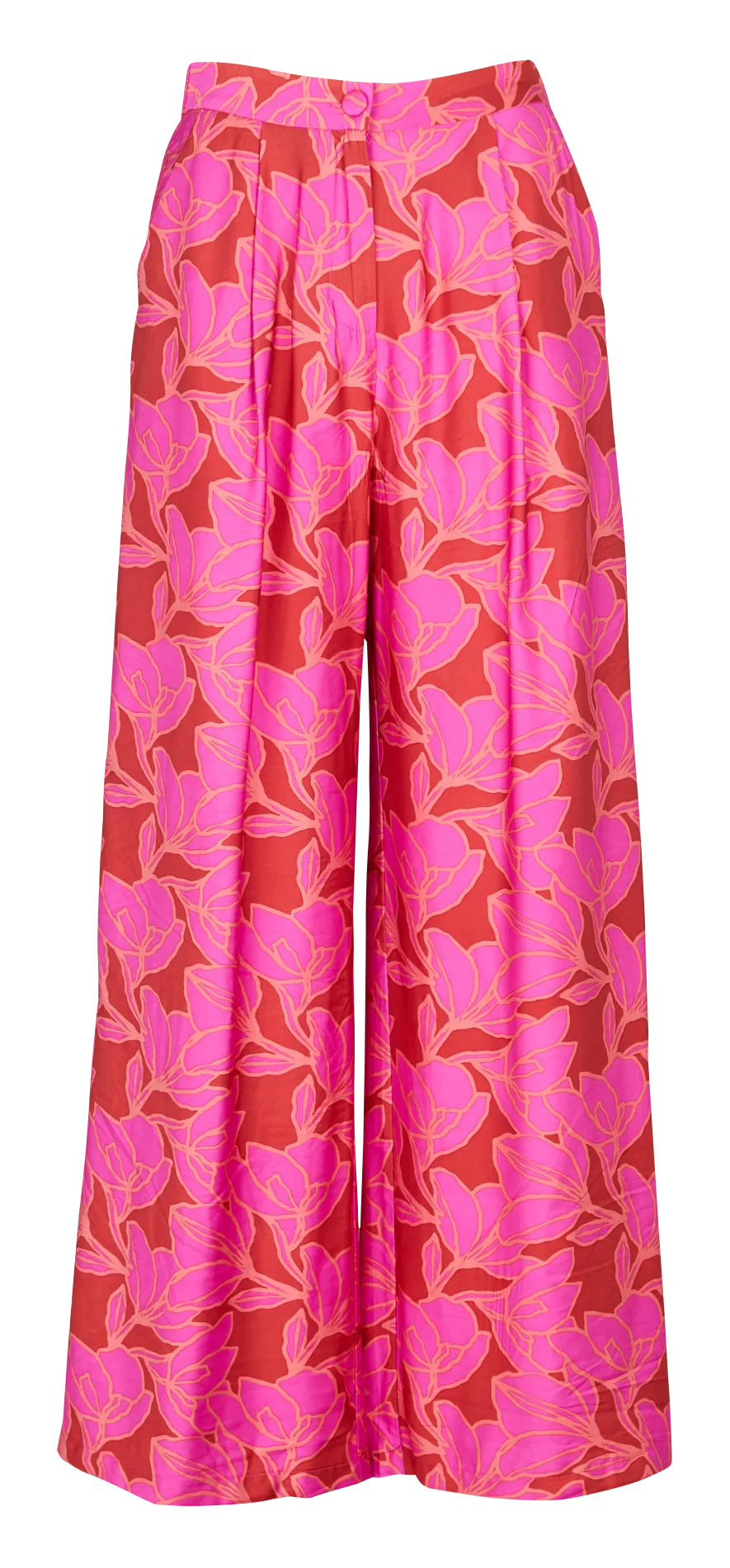 PERLA  PANTALóN ANCHO DE TALLE ALTO ESTAMPADO EN ROSA