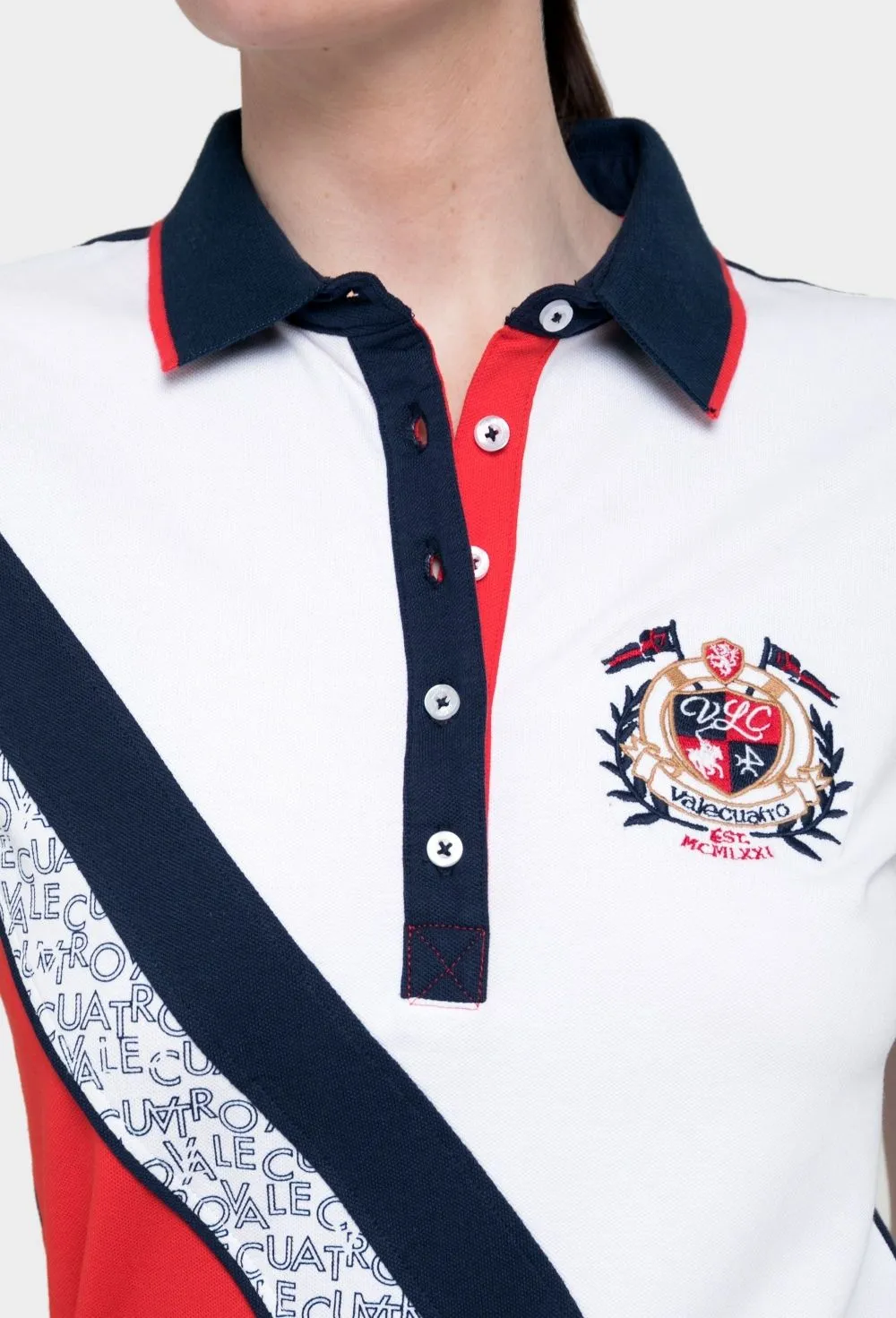 Polo de mujer modelo banda color rojo
