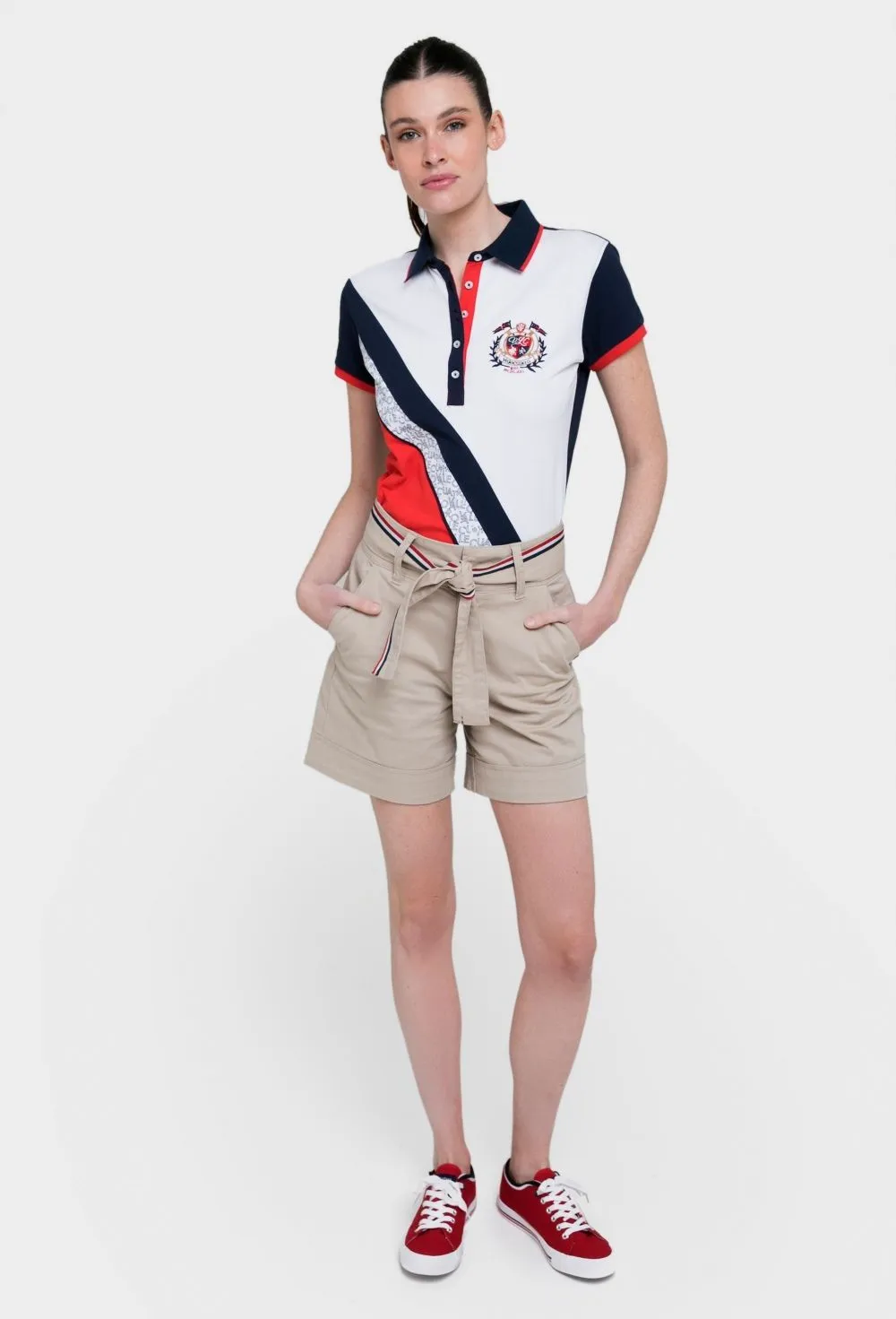 Polo de mujer modelo banda color rojo