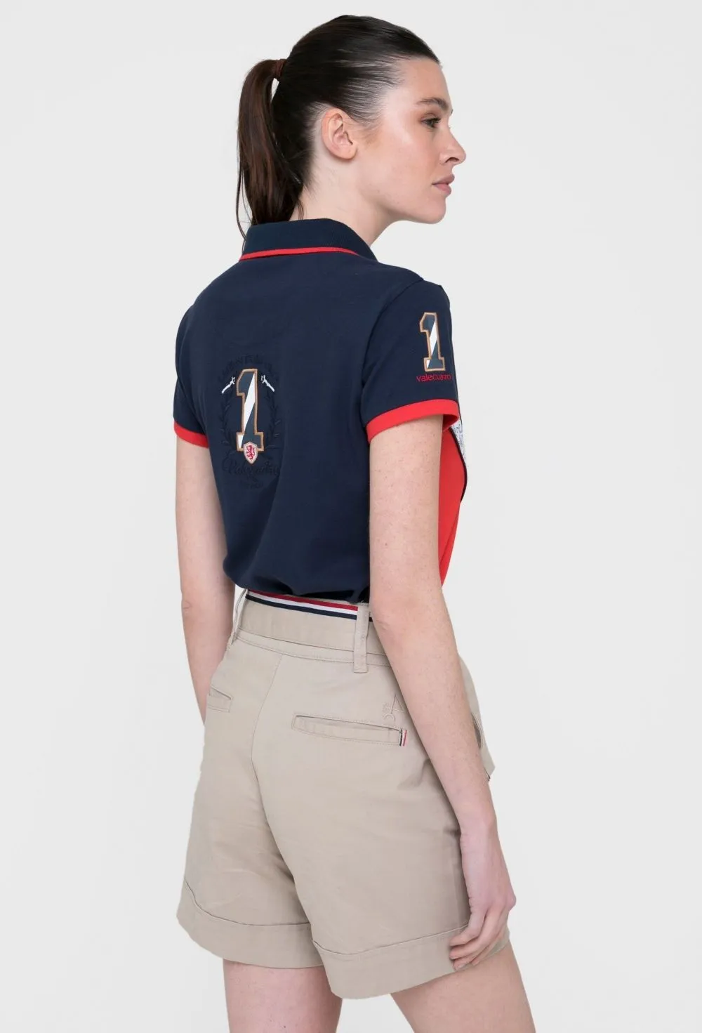 Polo de mujer modelo banda color rojo