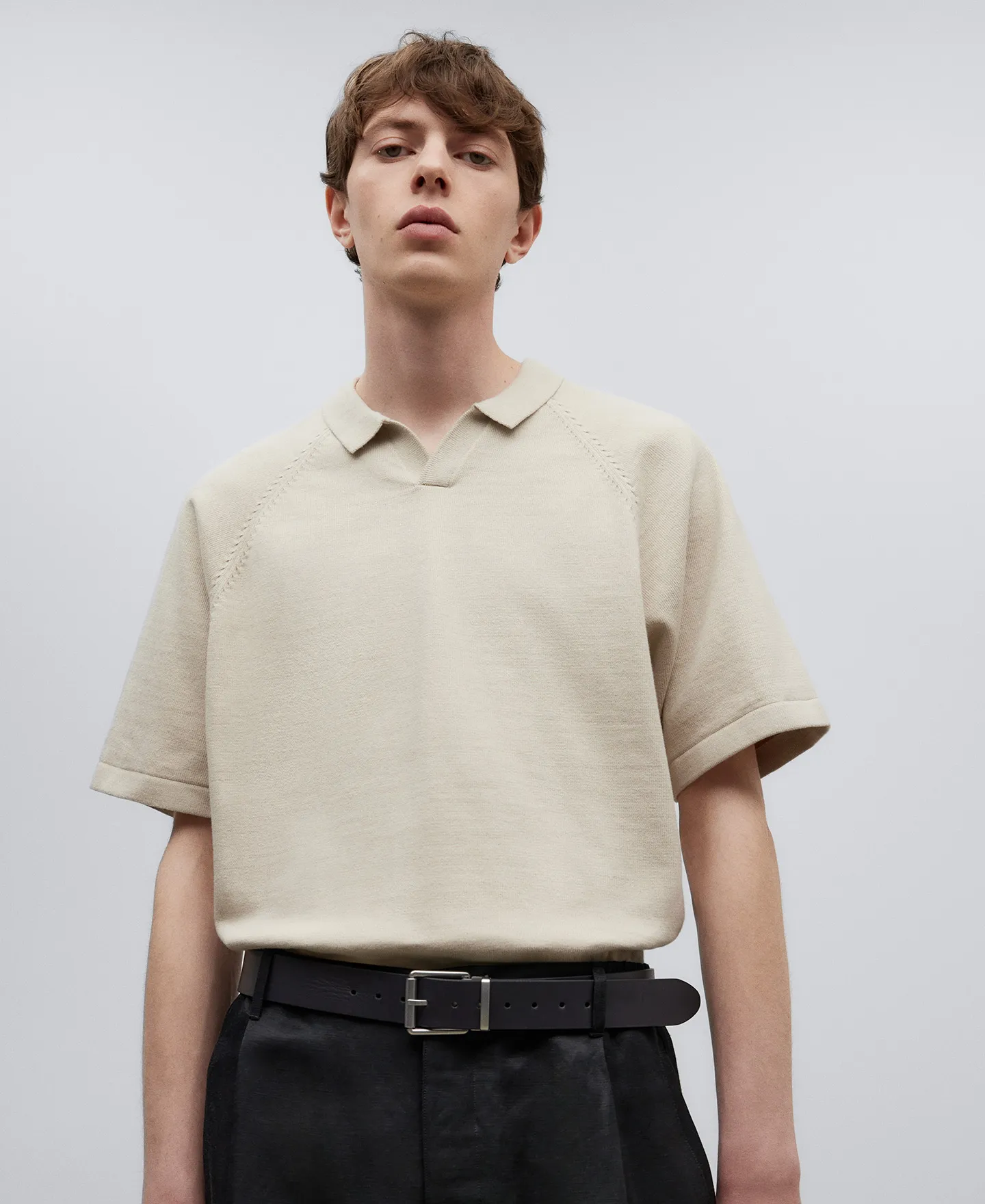 Polo en lino y algodón hombre