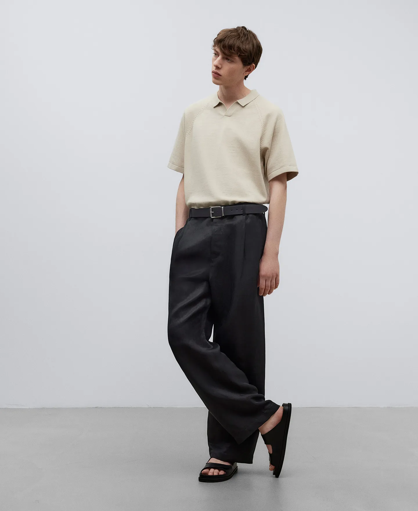 Polo en lino y algodón hombre