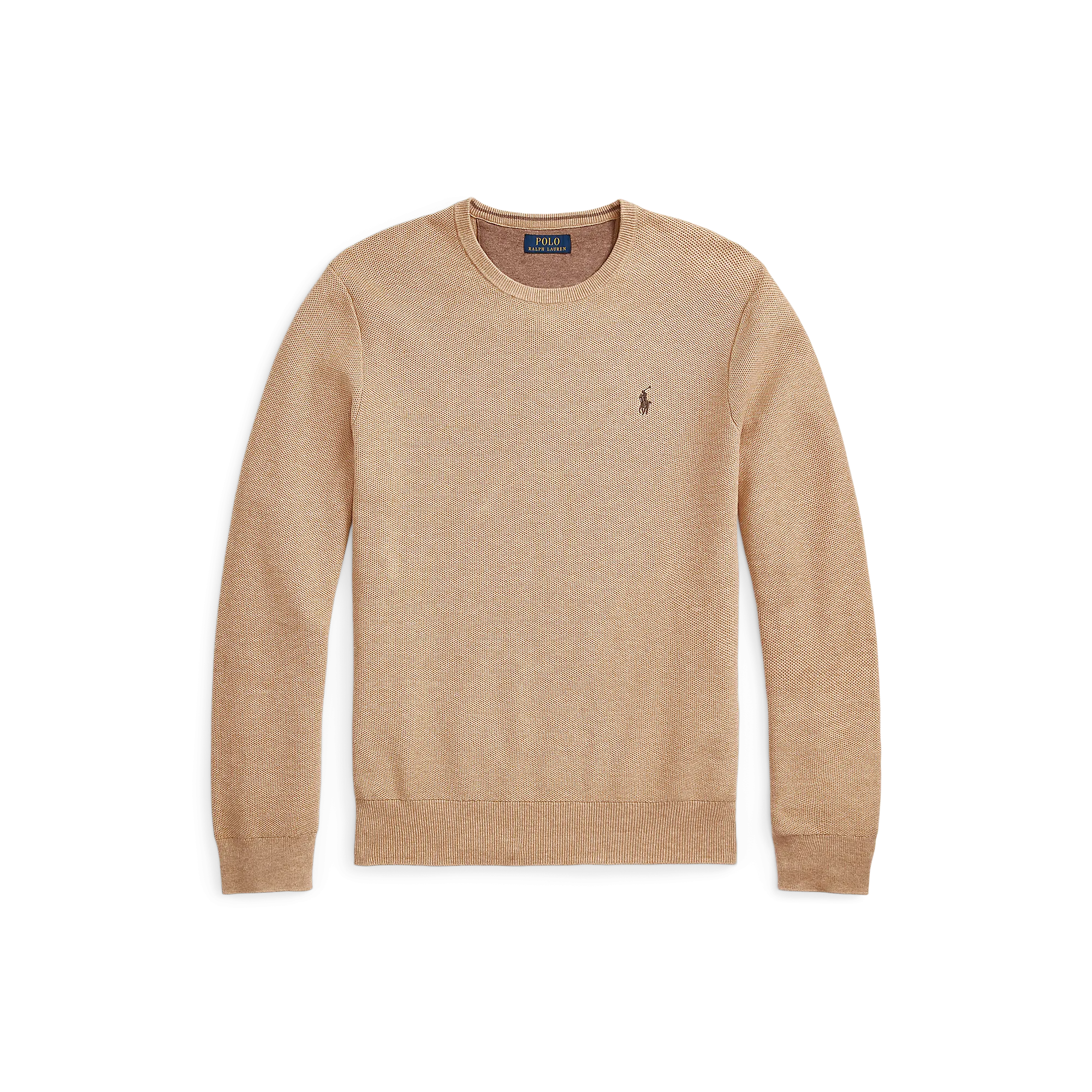 POLO RALPH LAUREN Jersey recto de mezcla de algodón con cuello redondo en marron