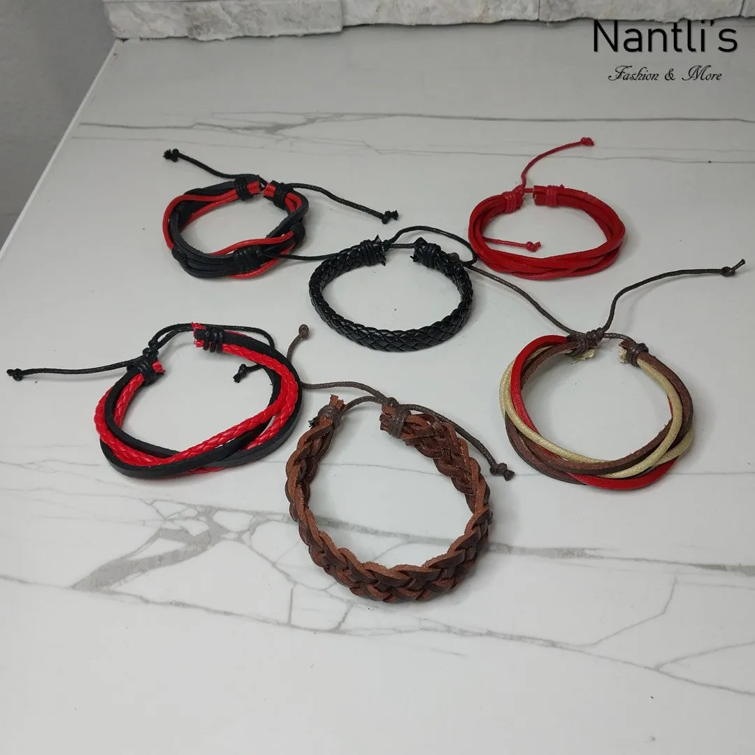 PULSERAS PARA HOMBRES O MUJERES SET BR00496 LEATHER BRACELETS FOR MEN OR WOMEN 6 PIECES SET