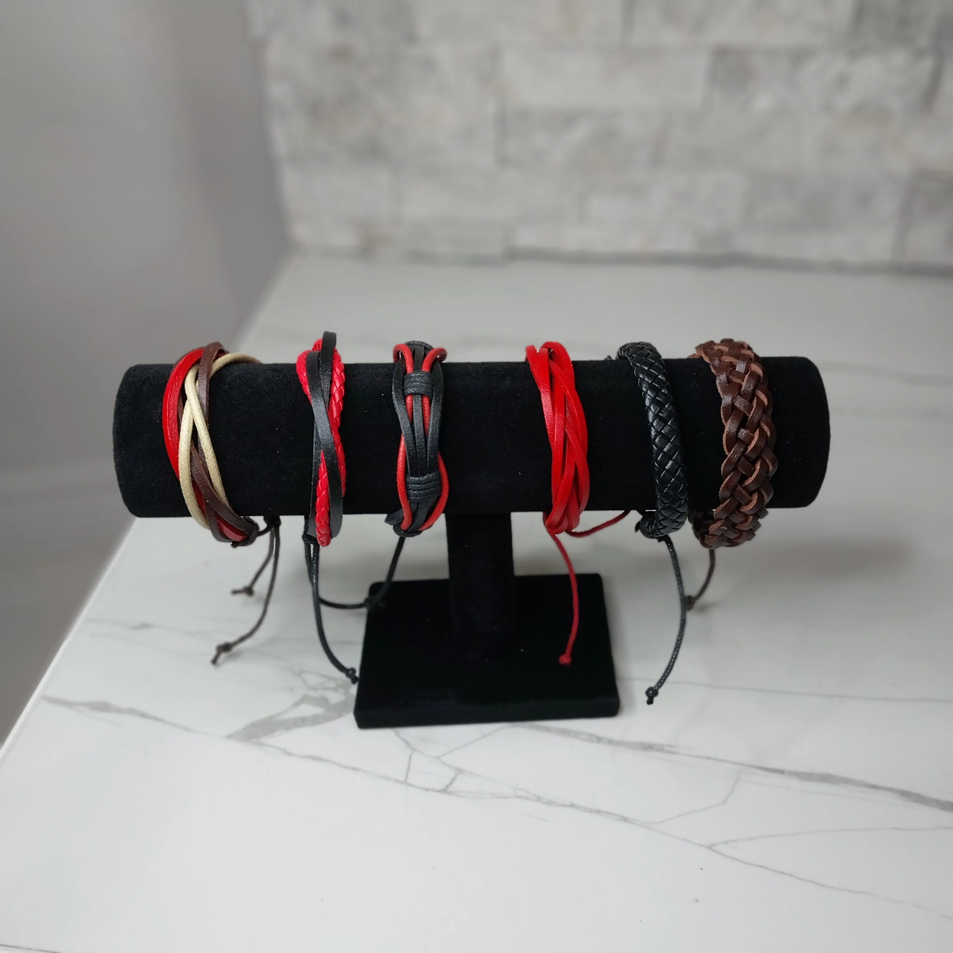 PULSERAS PARA HOMBRES O MUJERES SET BR00496 LEATHER BRACELETS FOR MEN OR WOMEN 6 PIECES SET