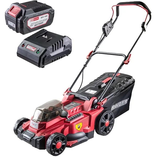 RAIDER  RDPBCLM20  CORTACéSPED SIN BATERíAS Y CARGADORES, LIION, 20 V,  AH, 37 CM, 35 L + RAIDER  RDPR20  JUEGO1 BATERíA
