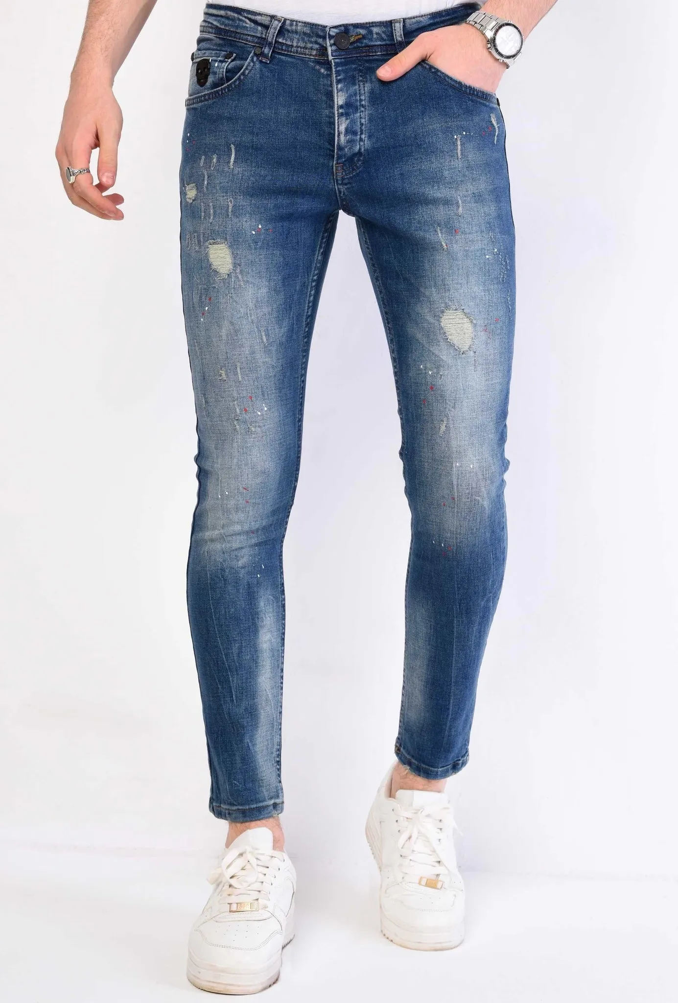 SALPICADURA PINTURA DENIM JEANS SLIM FIT  1068  AZUL