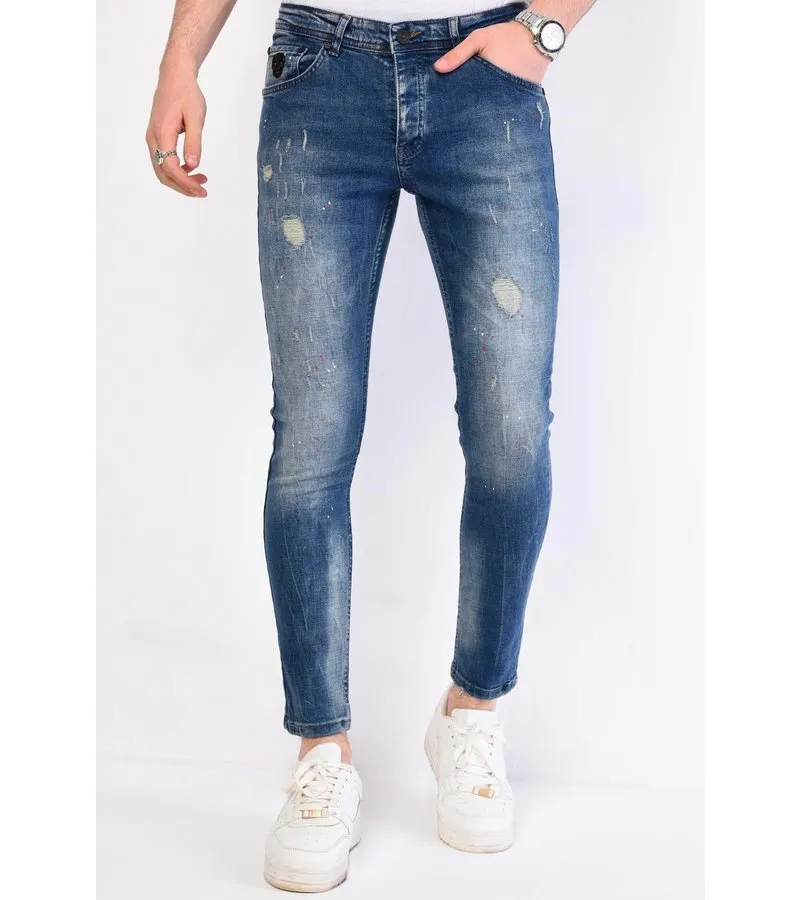 SALPICADURA PINTURA DENIM JEANS SLIM FIT  1068  AZUL