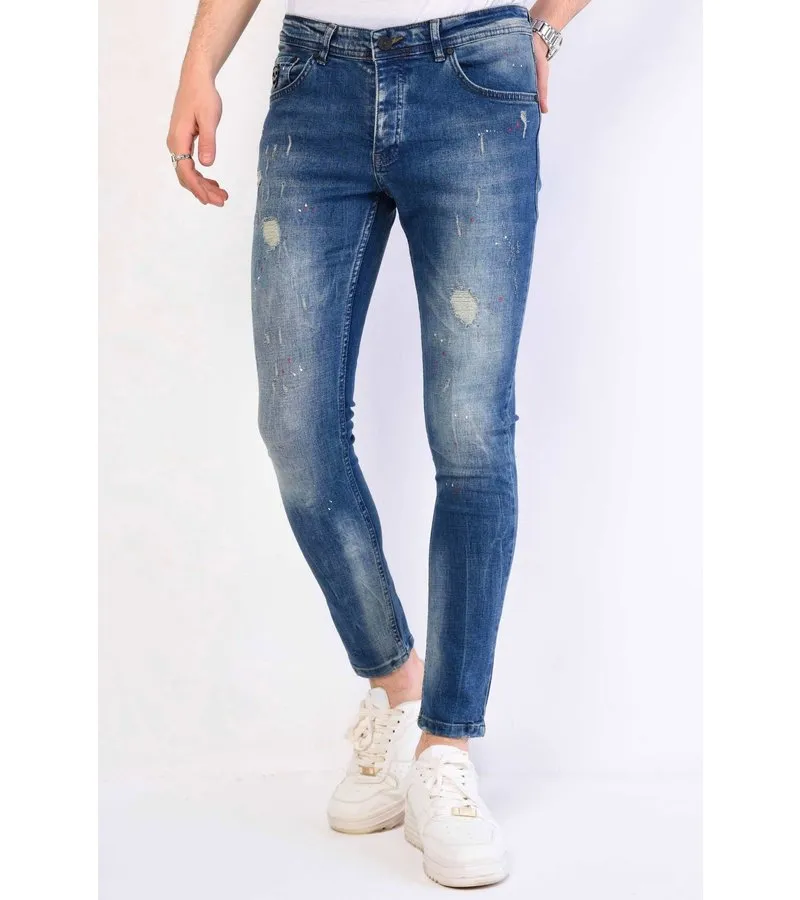 SALPICADURA PINTURA DENIM JEANS SLIM FIT  1068  AZUL