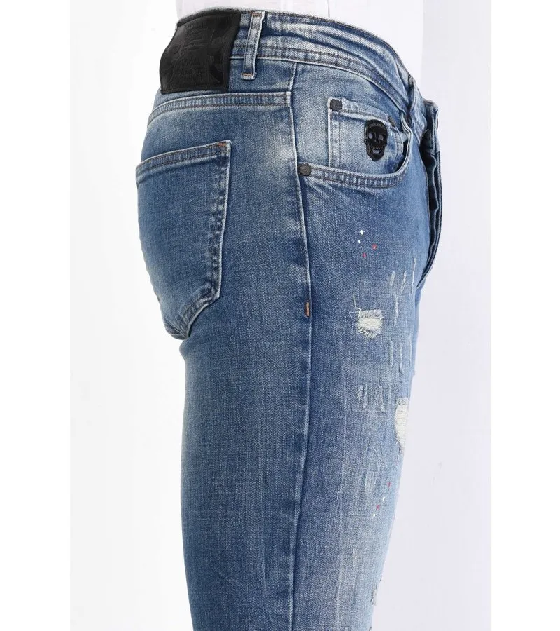 SALPICADURA PINTURA DENIM JEANS SLIM FIT  1068  AZUL