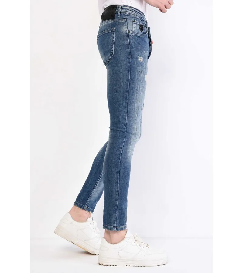 SALPICADURA PINTURA DENIM JEANS SLIM FIT  1068  AZUL
