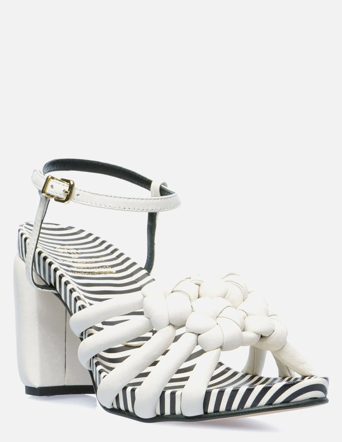 Sandalia Tubular de Nudos en Piel Napa