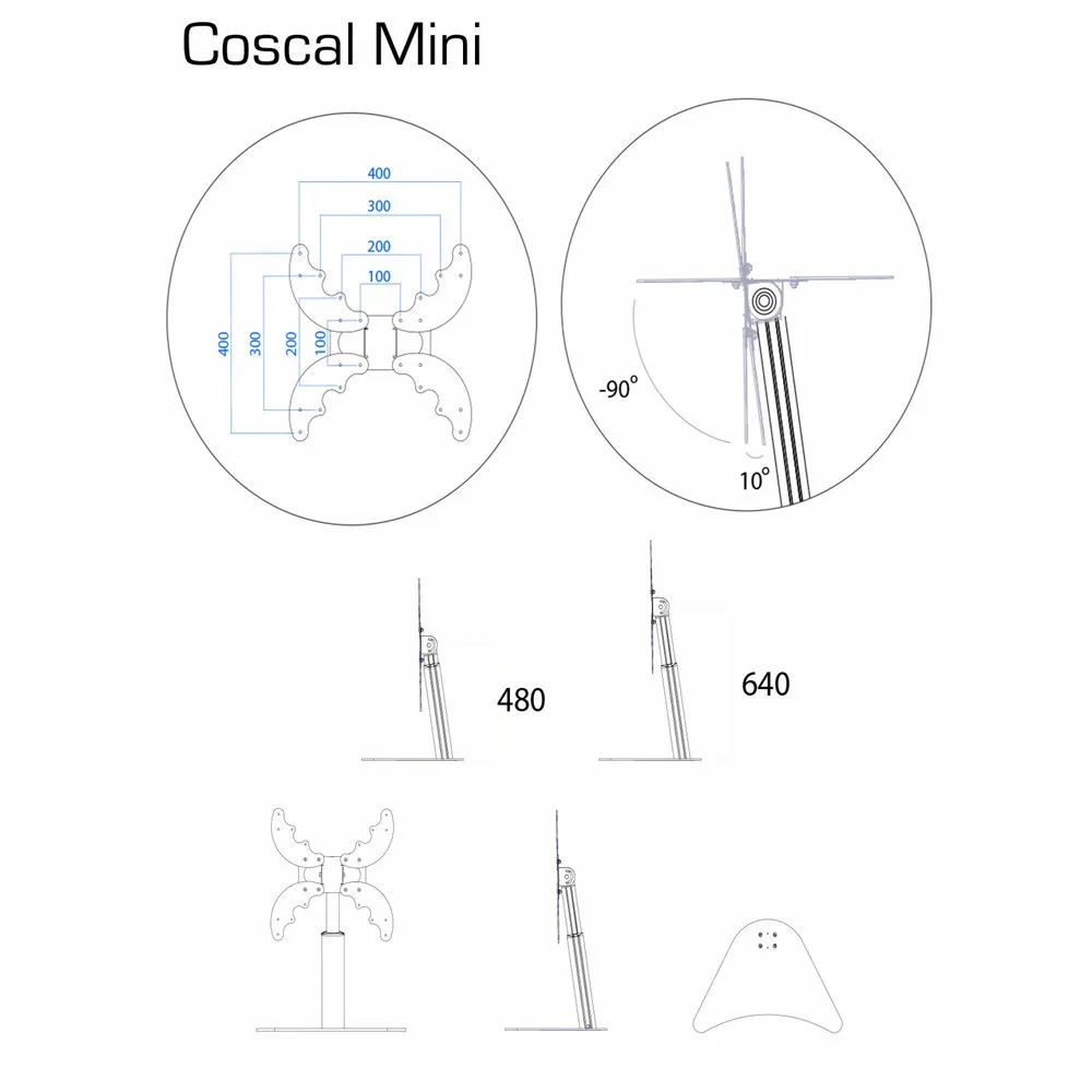 Soporte vertical de TV Coscal Mini, plateado
