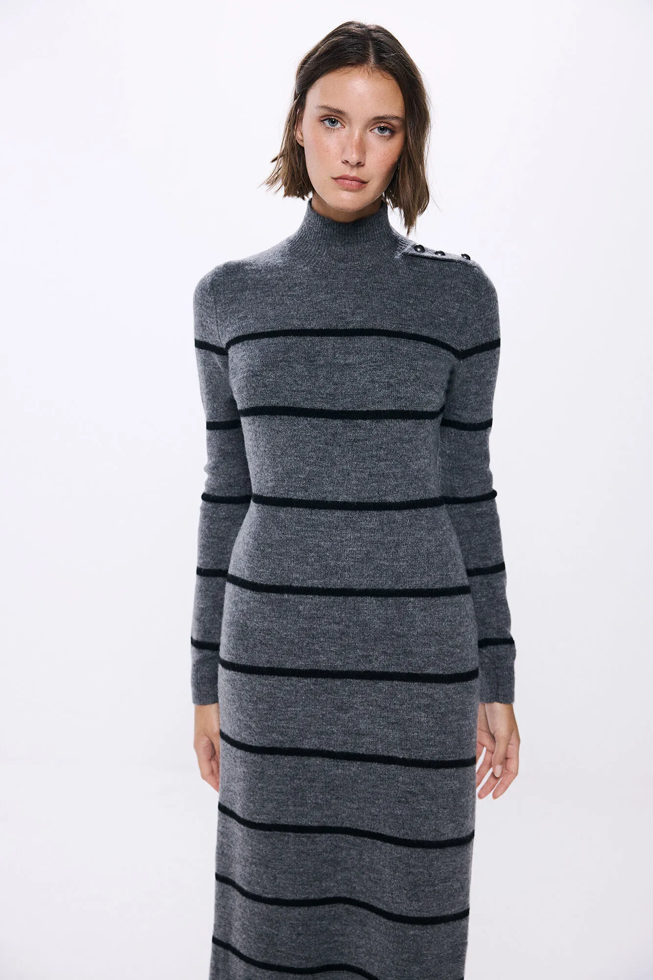 Springfield Vestido midi punto botones hombro