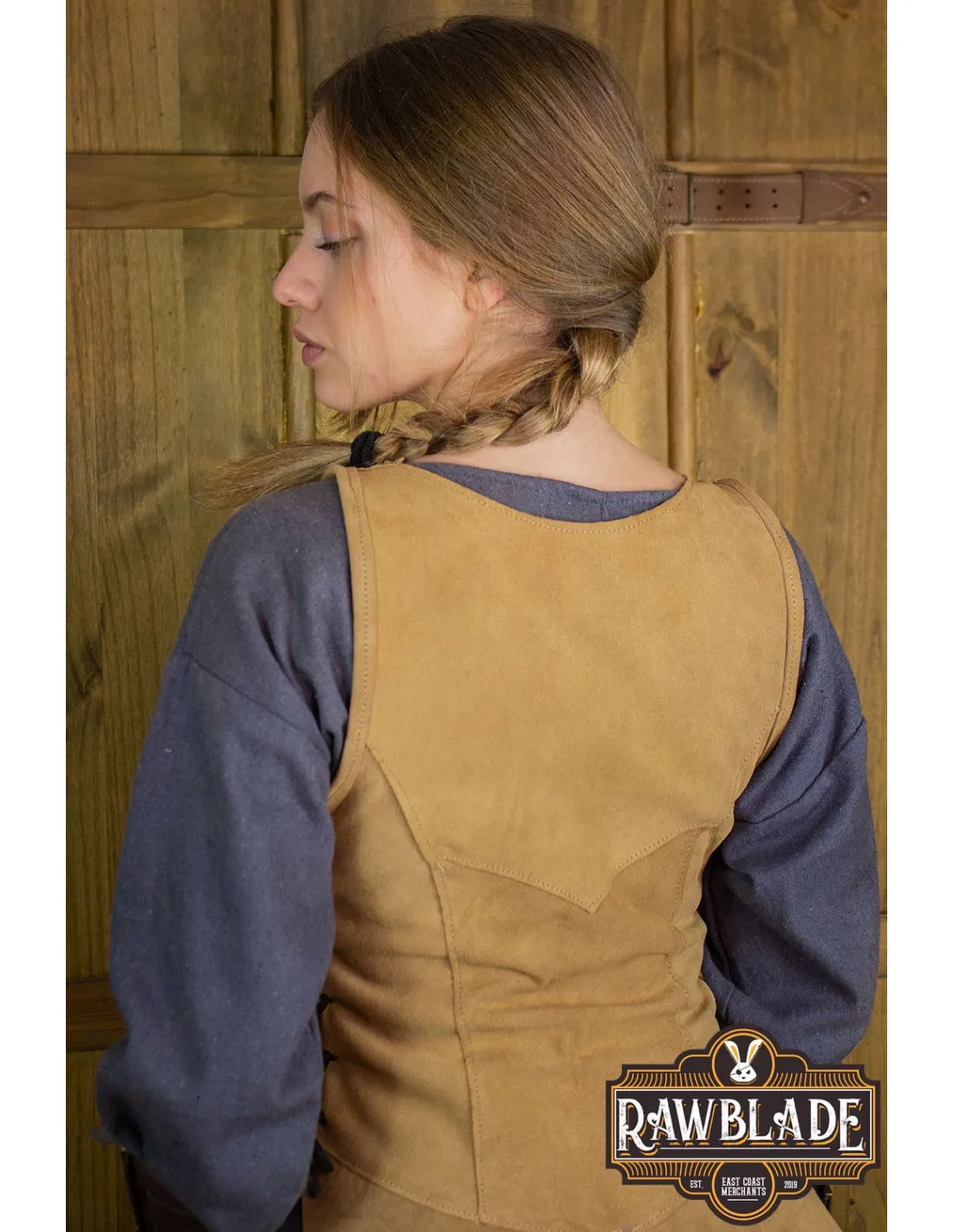 TABARDO MEDIEVAL DE LOS CRUZADOS PARA MUJER  MARRóN CLARO Y ROJO