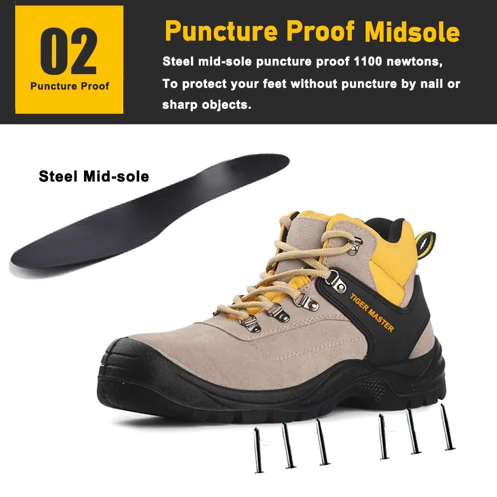 TM3086 Zapatos de seguridad de la marca Vaultex a prueba de pinchazos con punta de acero de gamuza para hombres