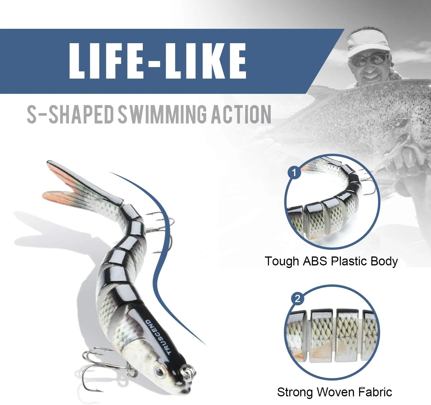 TRUSCEND señuelos de Pesca para Agua Dulce y Salada  Lifelike Swimbait para la Trucha Bass  Lento hundimiento Bass señuelo de Pe