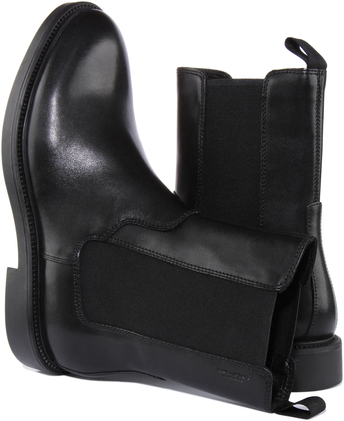 Vagabond Alex W Bota Chelsea de piel para mujer en negro