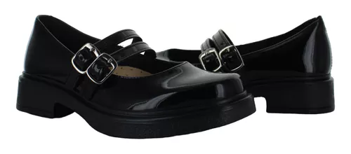 Yuyin Zapato Escolar Vestir Correas Charol Negro Niña 85400