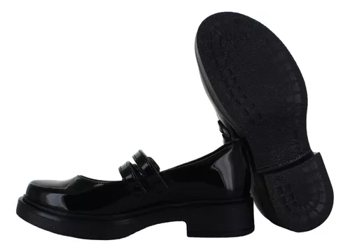 Yuyin Zapato Escolar Vestir Correas Charol Negro Niña 85400