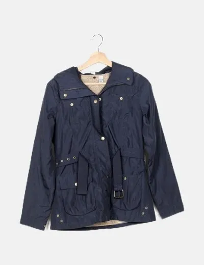 Zara Parka azul marino cinturón